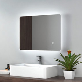 EMKE Illuminated Led Bathroom Mirror with Demister Pad Wall Mounted Dimmable LED Bathroom Mirror, 450x600mm