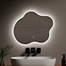 EMKE Led Bathroom Mirror 50x60cm Asymmetrical Mirror with Touch, Anti-Fog, Dimmable & 3 Colors, Vertical/Horizontal