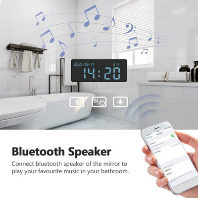EMKE LED Bathroom Mirror, Bluetooth Speaker, Anti-Fog, Touch Control, 3 Color Lights, Dimmable, 50x70cm
