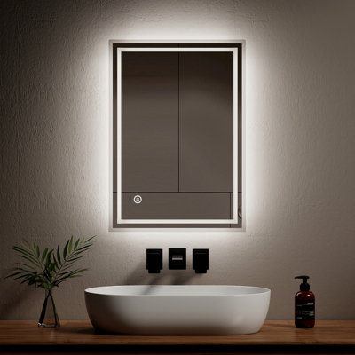 EMKE LED Bathroom Mirrors Shaver Socket with Extra Fuse, Dimmable