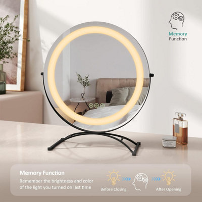 EMKE LED Hollywood Makeup Mirror Round 360 Rotation with Touch, Dimmable and Memory Function, 400mm, Black