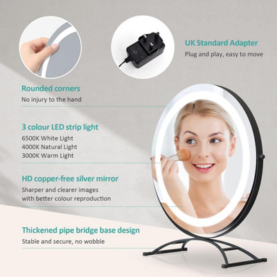 EMKE LED Hollywood Makeup Mirror Round 360 Rotation with Touch ...