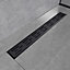 EMKE Linear Shower Drain 600mm, 304 Stainless Steel Floor Drain Invisible with Odor Stop and Hair Strainer, Matte Black