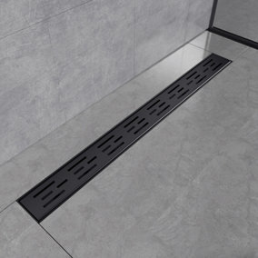 EMKE Linear Shower Drain 700mm, 304 Stainless Steel Floor Drain Invisible with Odor Stop and Hair Strainer, Matte Black