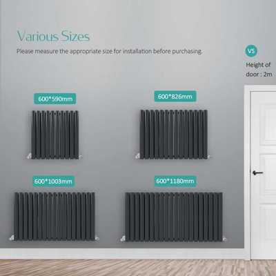 EMKE Modern Double Oval Column Radiator - The Perfect Balance of Style and Warmth Anthracite Heating 60x59cm