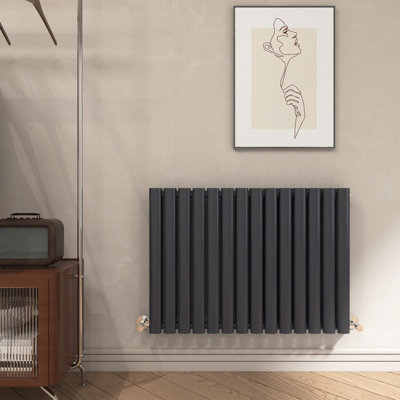 EMKE Modern Double Oval Column Radiator - The Perfect Balance of Style and Warmth Anthracite Heating 60x82cm