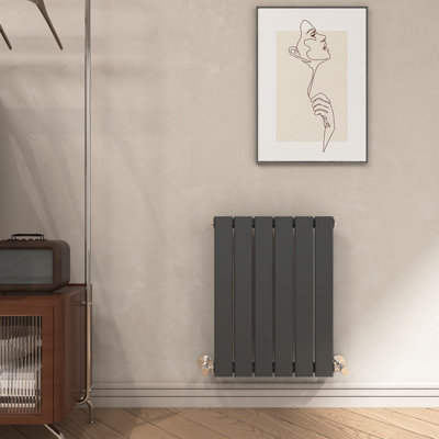 EMKE Modern Flat Panel Radiator Horizontal Single High Thermal Conductivity Heating Anthracite, 600x450mm Price Comparisons | Compare The Build