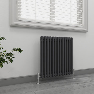 EMKE Radiator Traditional Anthracite Horizontal Cast Iron Radiator Double Column 600x600mm