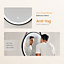 EMKE Round Bathroom LED Mirror Backlit Makeup Mirror with Touch, Leather, Dustproof, Anti-fog, Black 600mm