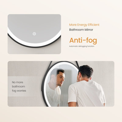 EMKE Round Bathroom LED Mirror Backlit Makeup Mirror with Touch ...