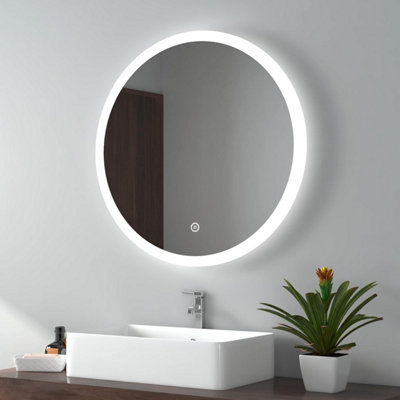 EMKE Round Bathroom LED Mirror Illuminated Makeup Mirror with Demister ...