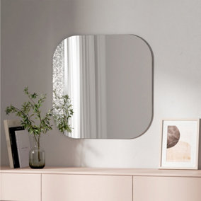 EMKE Square Wall Mounted Mirror 60CM Decorative Wall-Mounted Hanging Bathroom Bedroom Living Room Vanity Mirror