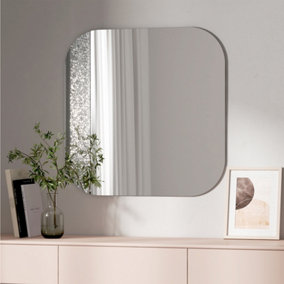 EMKE Square Wall Mounted Mirror 70CM Decorative Wall-Mounted Hanging Bathroom Bedroom Living Room Vanity Mirror