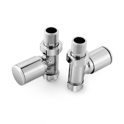 EMKE Straight Radiator Valves Chrome 15mm 1/2'' Pair Radiator Valves for Towel Rails Central Heating Radiators