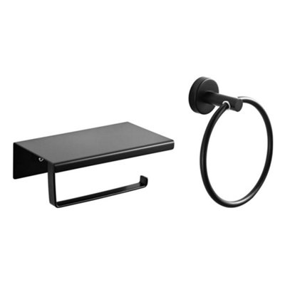 EMKE Toilet Roll Holder Set Black, Wall Mounted Bathroom Accessory Set ...