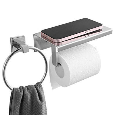 EMKE Toilet Roll Holder Set, Wall Mounted Bathroom Accessory Chrome ...