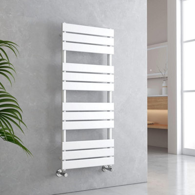 EMKE Towel Radiator Bathroom Radiator Flat Panel Towel Rail Radiator Bathroom Ladder Radiator 1200 x 500 mm White