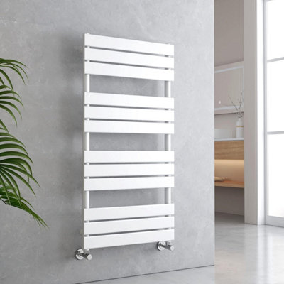 EMKE Towel Radiator Bathroom Radiator Flat Panel Towel Rail Radiator Bathroom Ladder Radiator 1200 x 600 mm White