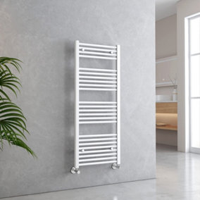 EMKE Towel Radiator for Bathroom Modern Straight Heated Towel Rail Radiator White 1200x500mm