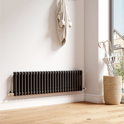 EMKE Traditional Anthracite Horizontal Cast Iron Radiator Double Column High-Efficiency Heating Rads 300x1190mm