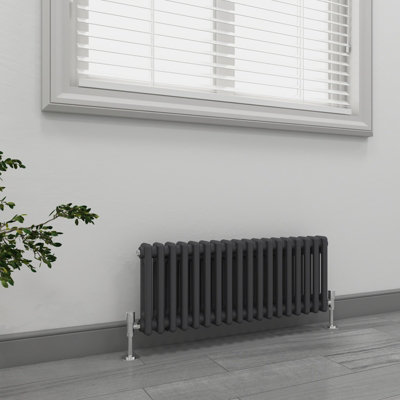 EMKE Traditional Cast Iron Style Anthracite 2 Column Horizontal Radiator Central Heating Rads 300x830mm