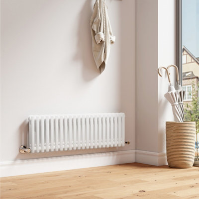 EMKE Traditional Cast Iron Style Radiator Anthracite Horizontal 2 Column White Central Heating Rads 300x1010mm