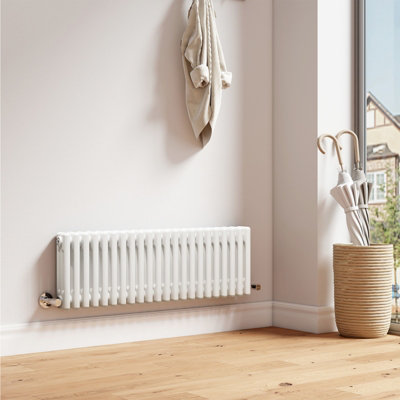 EMKE Traditional Cast Iron Style Radiator Central Heating Rads White Horizontal 3 Column 300x1010mm