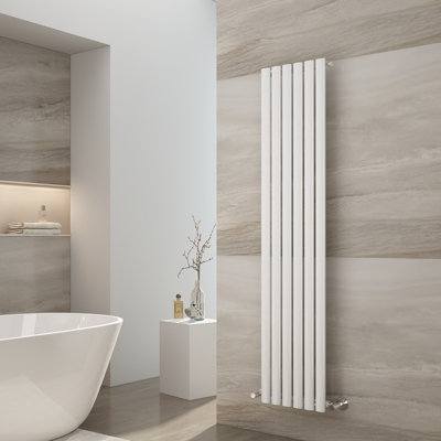 EMKE Vertical White Single Oval Column Radiator 180x35cm