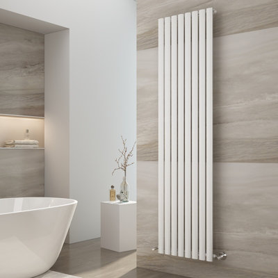 EMKE Vertical White Single Oval Column Radiator 180x47cm