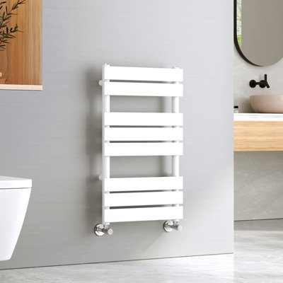 EMKE White Flat Panel Heated Towel Rail Bathroom Ladder Radiator Warmer ...