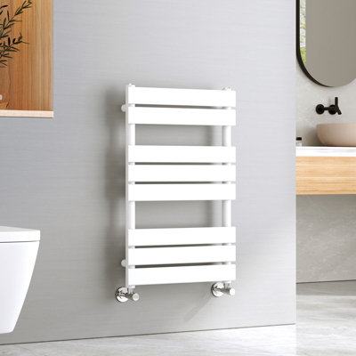 EMKE White Flat Panel Heated Towel Rail Bathroom Ladder Radiator Warmer Central Heating Towel Rails 800 x 500 mm