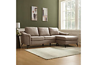Emma 3 Seater Sofa With Chaise, Brown Air Leather
