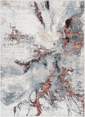 EMMA Abstract Modern Marble Medium Grey Area Rug 200 x 275 cm