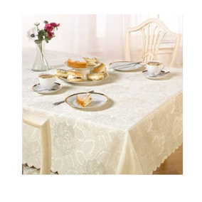 Emma Barclay Damask Rose Tablecloth, Cream, 50 x 70 Inch