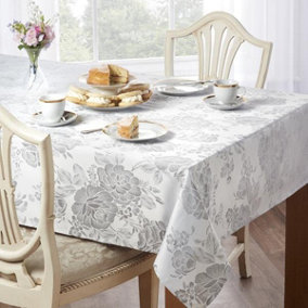 Emma Barclay Grace Silver 70" Round Tablecloth