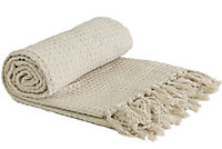Emma Barclay Honeycomb Throw Over Blanket 50" X 60" Ivory