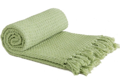 Emma Barclay Honeycomb Throw Over Blanket 50" X 60" Pistachio