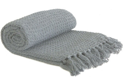 Emma Barclay Honeycomb Throw Over Blanket 50" X 60" Silver