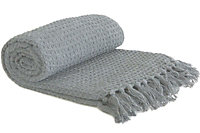 Emma Barclay Honeycomb Throw Over Blanket 70" X 100" Silver