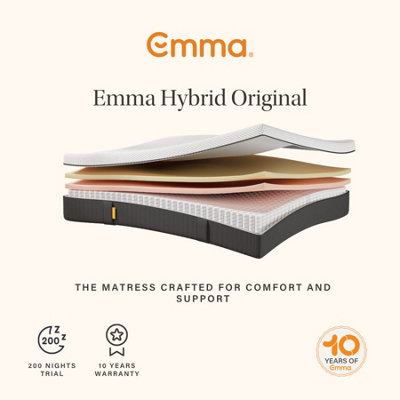 Emma Hybrid Original Mattress and Mattress Protector Bundle Super King Size - 180x200
