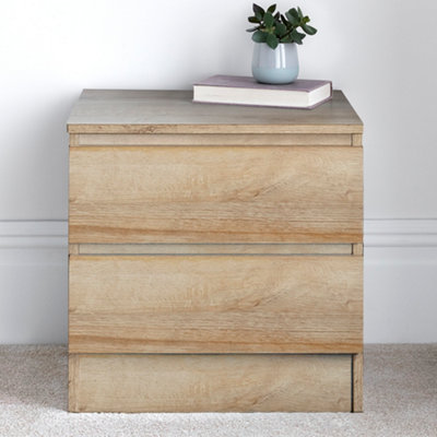 Emma Oak Finish 2 Drawer Bedside Table