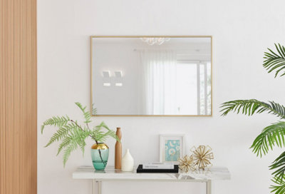 Emma Small 100x66cm Gold Framed Rectangular Vertical Living Room Hallway Wall Mirror