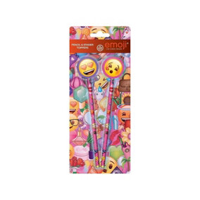 Emoji Pencil and Topper (Pack of 2) Multicoloured (One Size)