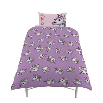 Emoji Unicorn Duvet Set Purple (Double)