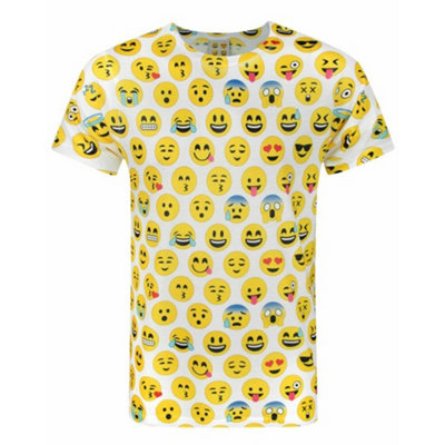 Emoticon Mens White Emoticons Short Sleeved T-Shirt (Small)