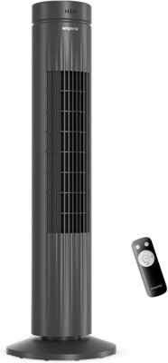 Emperial 30" Tower Fan with Remote Control - Oscillating Bladeless Cooling Fan, Portable 7 Hour Timer, 3 Modes & 3 Speeds - Black