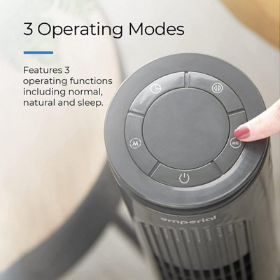 Emperial 31" Tower Fan with Remote Control - Oscillating Bladeless Cooling Fan, Portable 10 Hour Timer, 3 Modes & 3 Speeds - Black