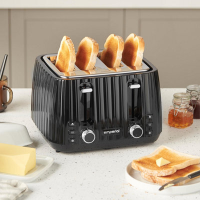 Emperial 4 Slice Toaster Wide Slot 7 Browning Levels Defrost Reheat ...