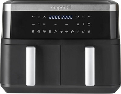Emperial 9L Dual Zone Air Fryer With 2 Baskets, 11 Pre-set Programs, Touch Control Panel & Sync Match Function - Black