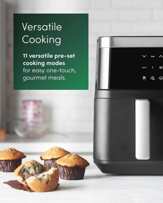 Emperial 9L Dual Zone Air Fryer With 2 Baskets, 11 Pre-set Programs, Touch Control Panel & Sync Match Function - Black